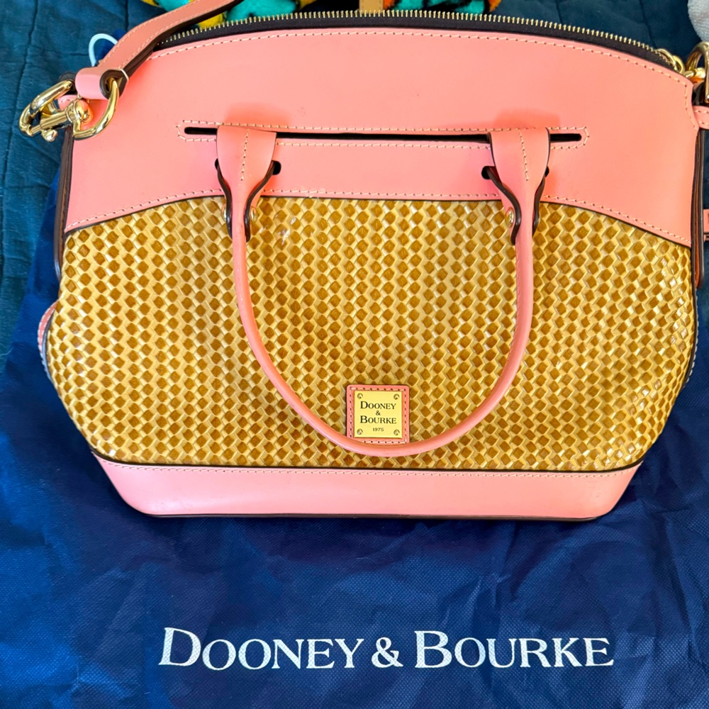 Dooney & Bourke Pink and Gold Satchel Bag